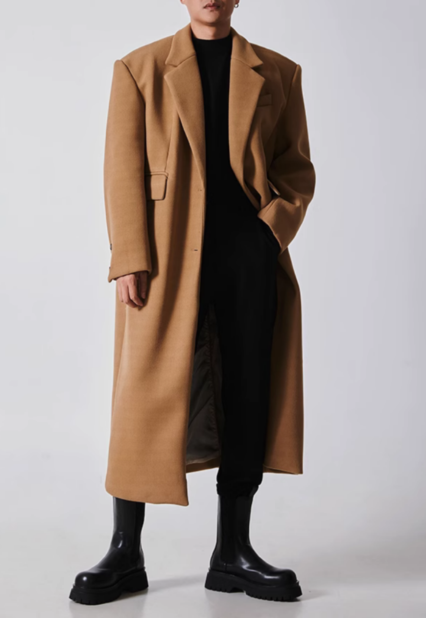 Men's luxury woolen long coat