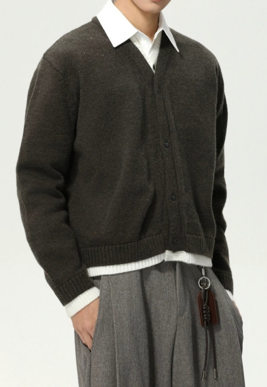 Men's two-piece V-neck knit sweater