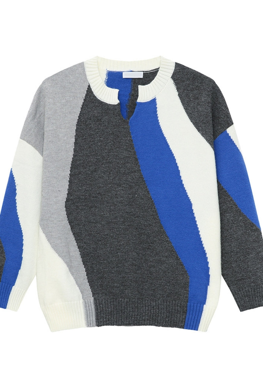 Men's V-neck contrasting sweater