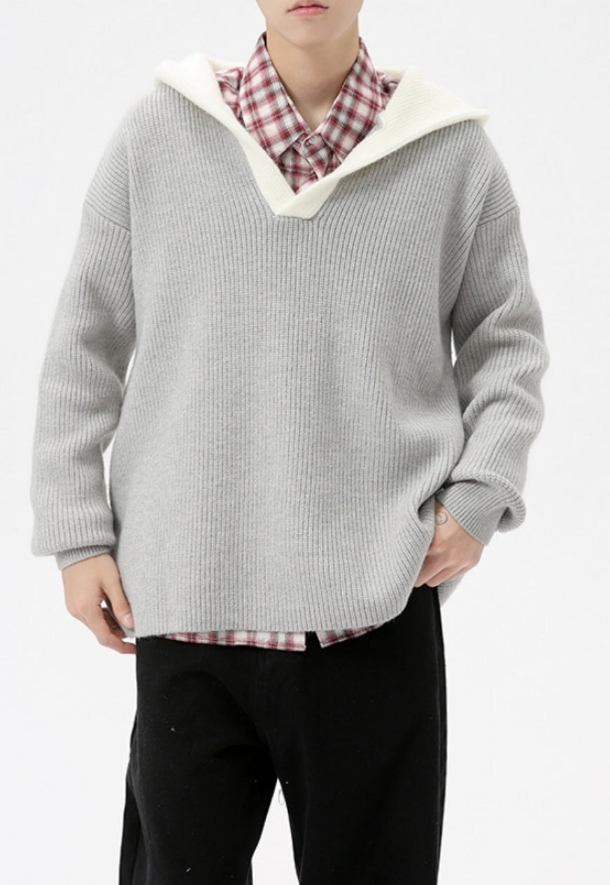 Men's color hooded sweater