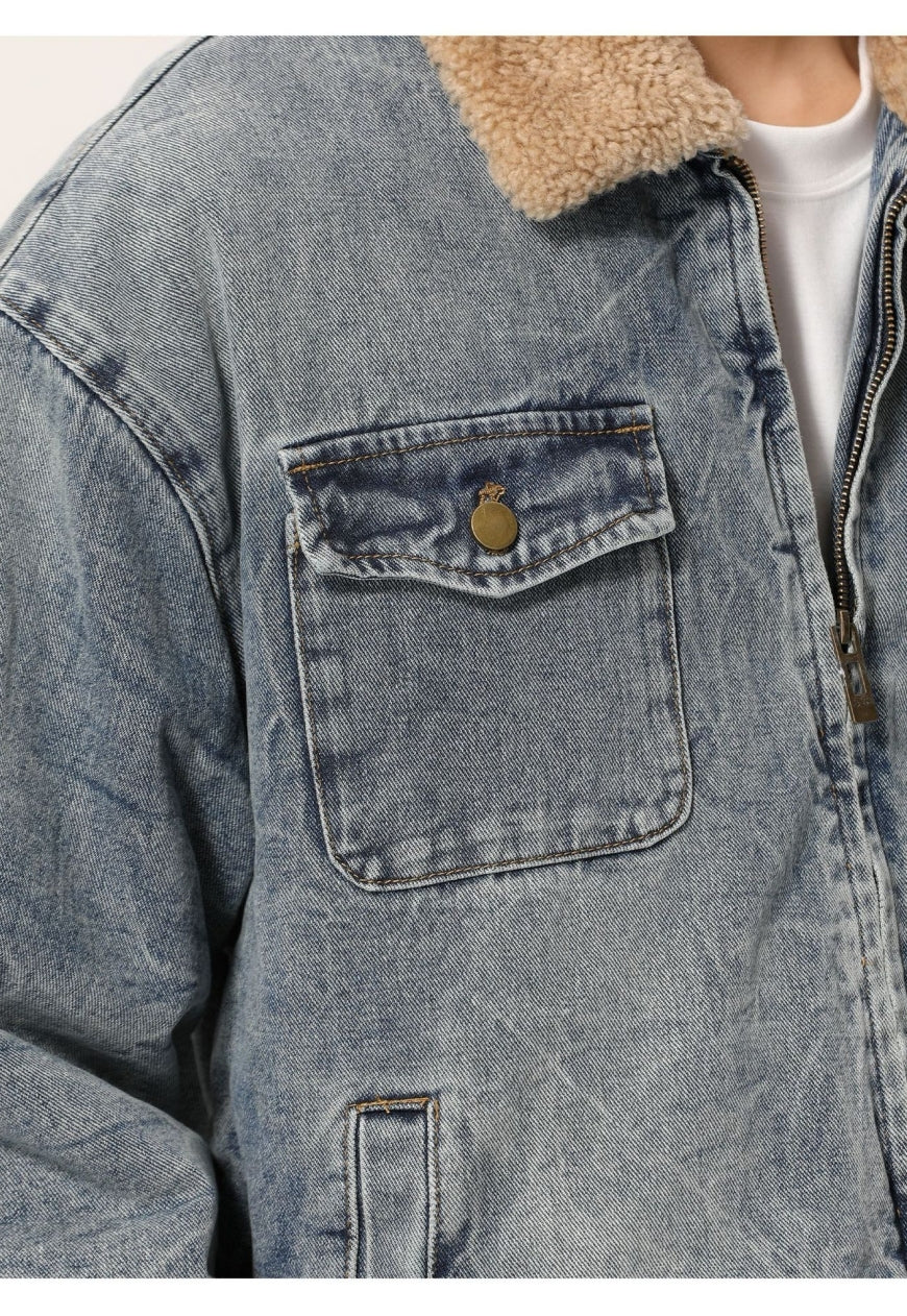 Men's Faux lambswool warm denim jacket