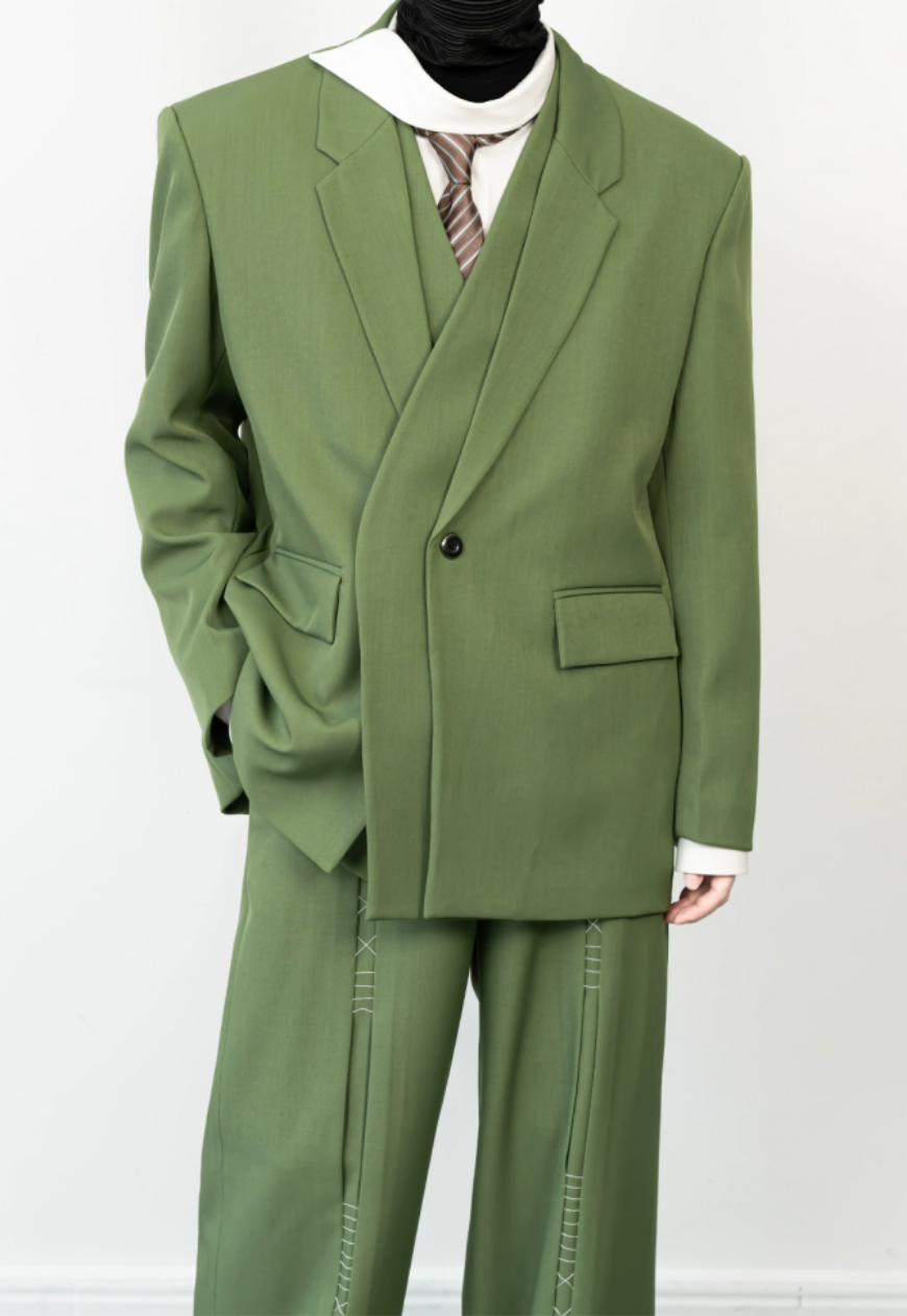 Men's Pamine green high-end suit set