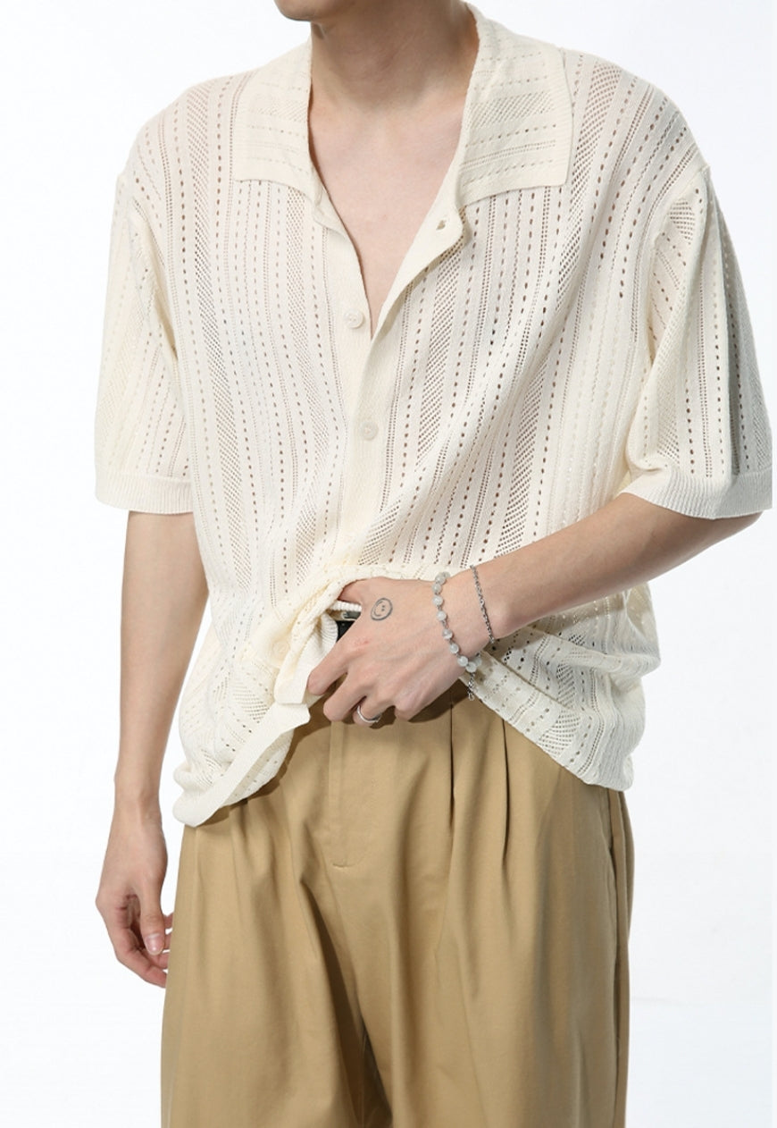 Men's Vintage hollow knitted shirt