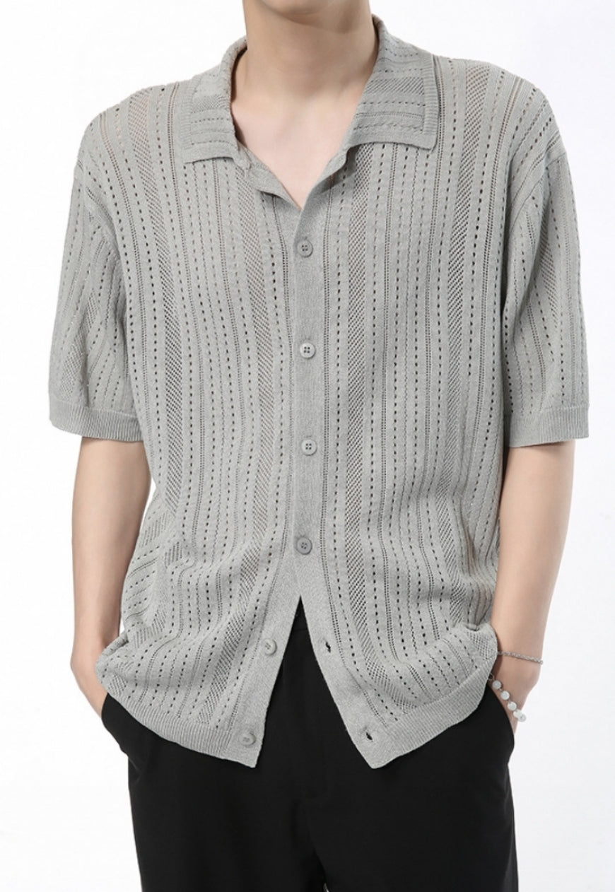 Men's Vintage hollow knitted shirt