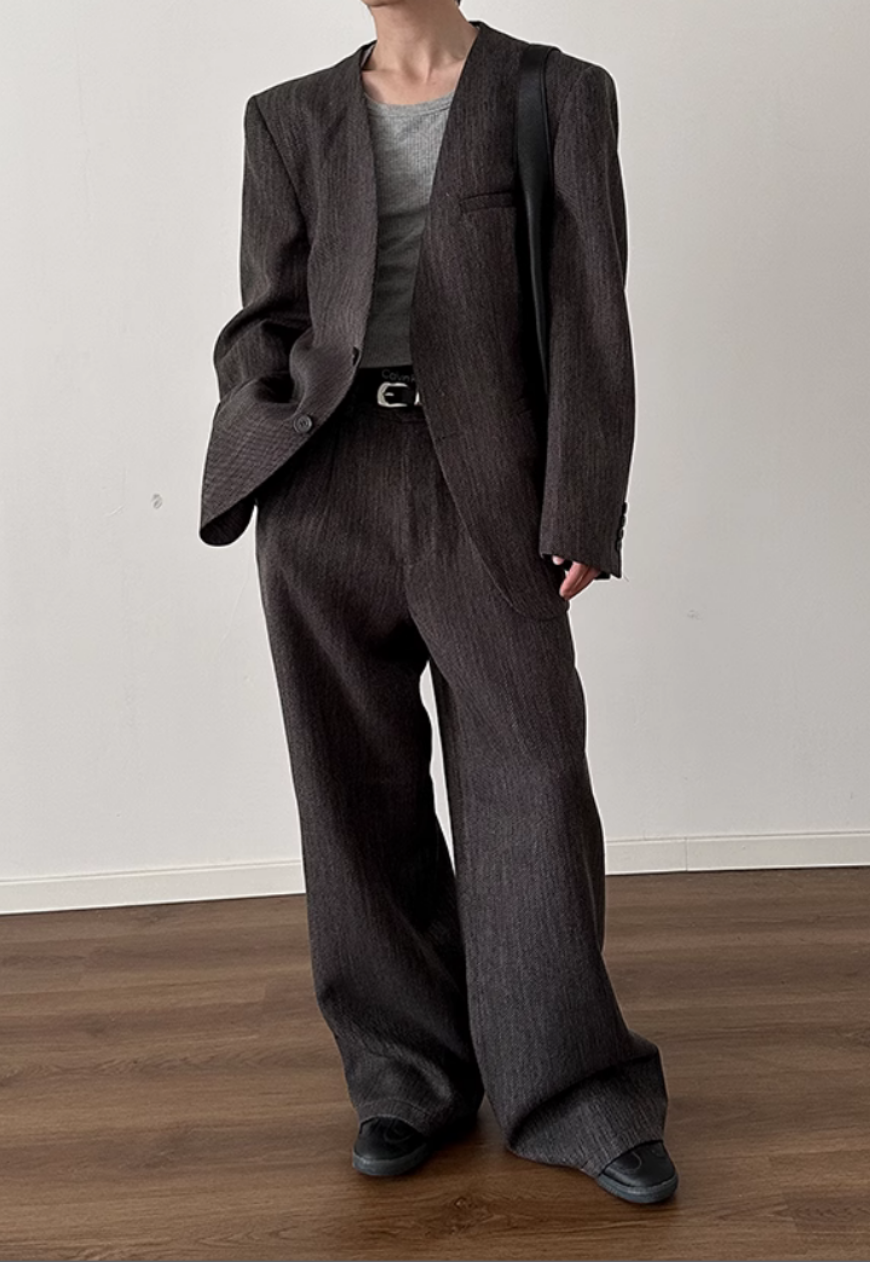 Men's Retro silhouette shoulder pad suit set