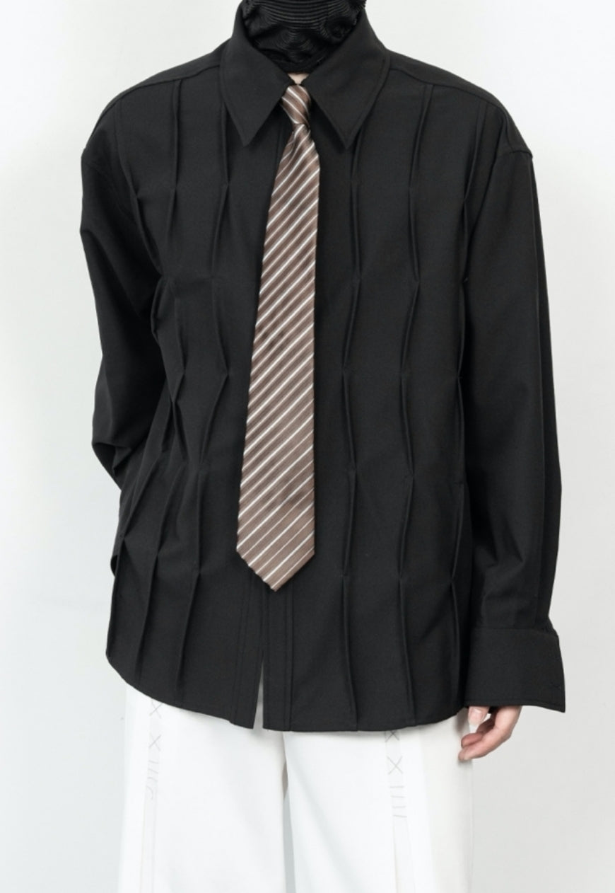 Men's French Vintage Pleated Shirt