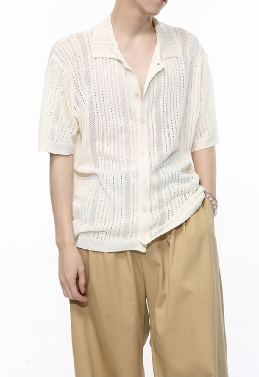 Men's Vintage hollow knitted shirt