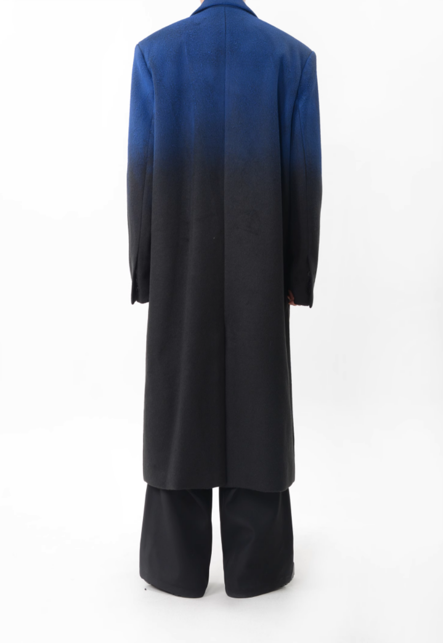 Men's Tie-dye gradient wool coat with silhouette design