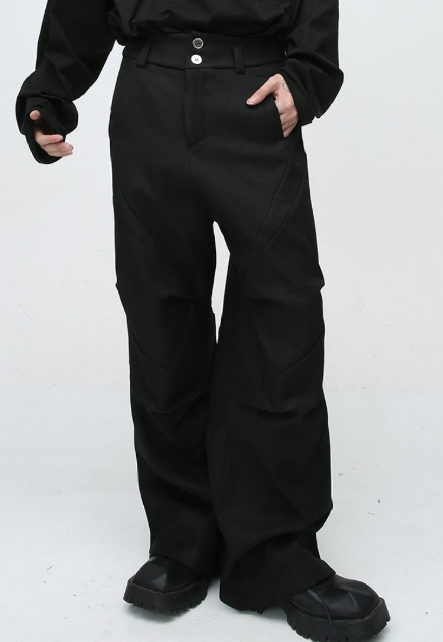 Unisex twill multi-layered casual pants