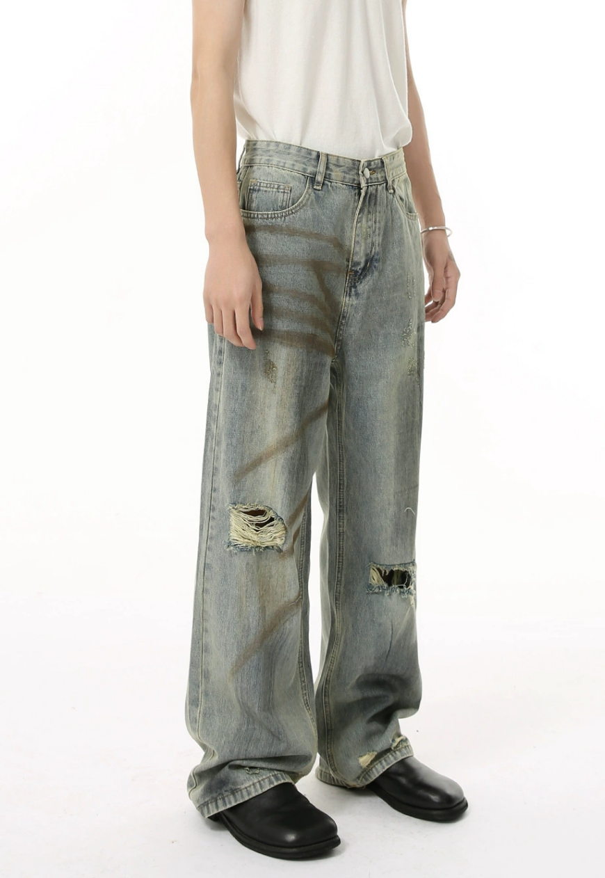 Men's Retro wasteland style denim suit
