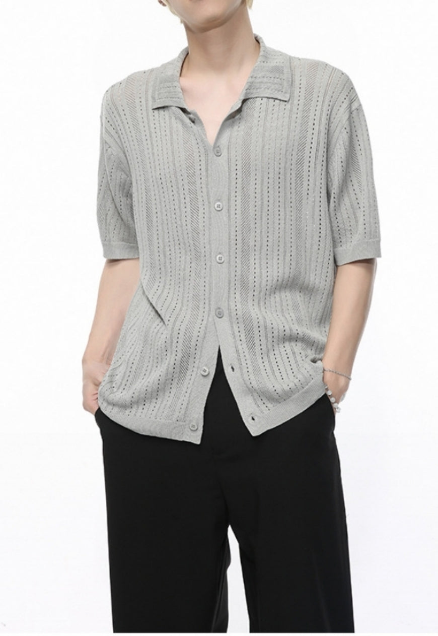 Men's Vintage hollow knitted shirt