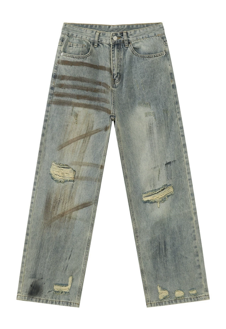 Men's Retro wasteland style denim suit