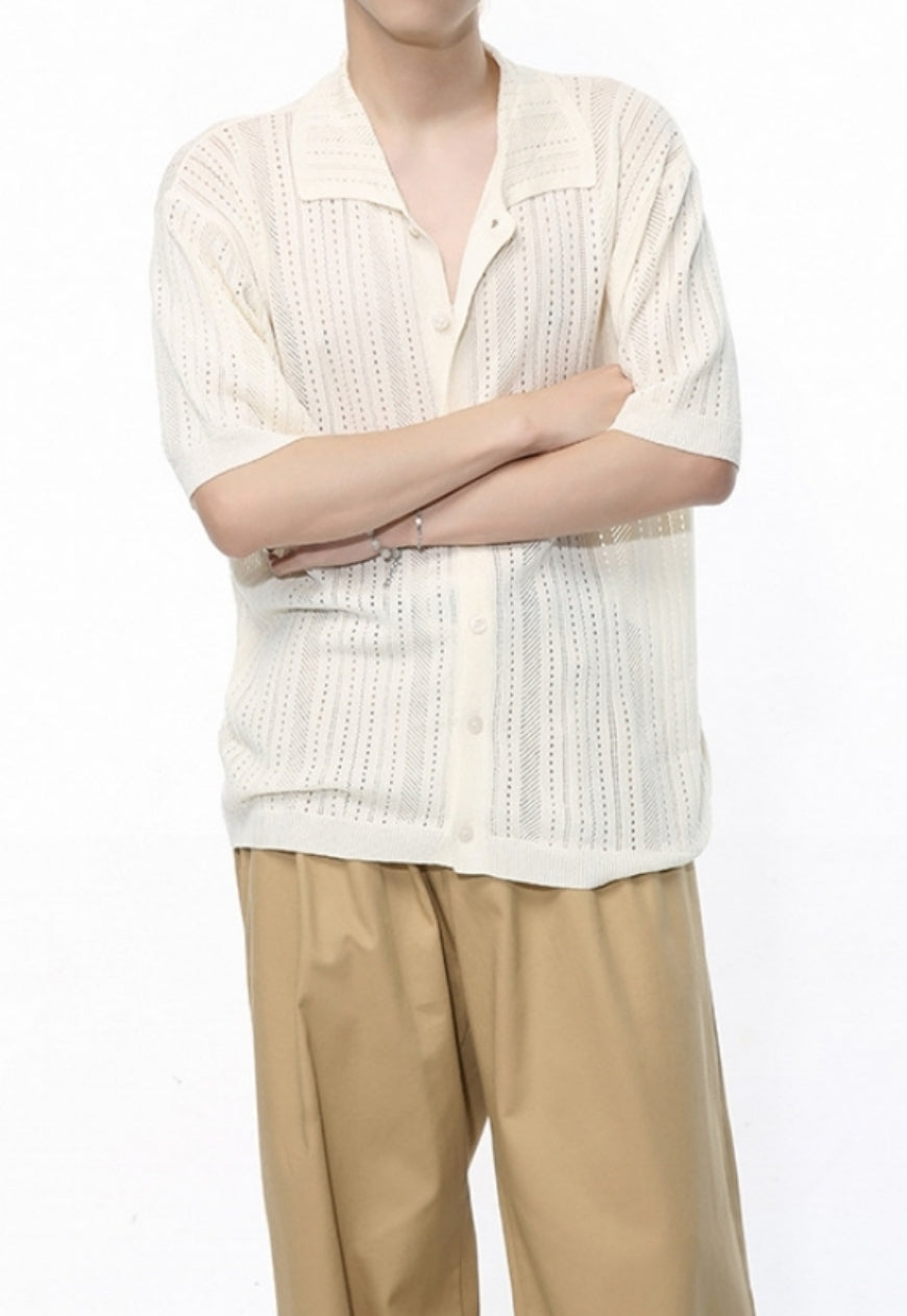 Men's Vintage hollow knitted shirt
