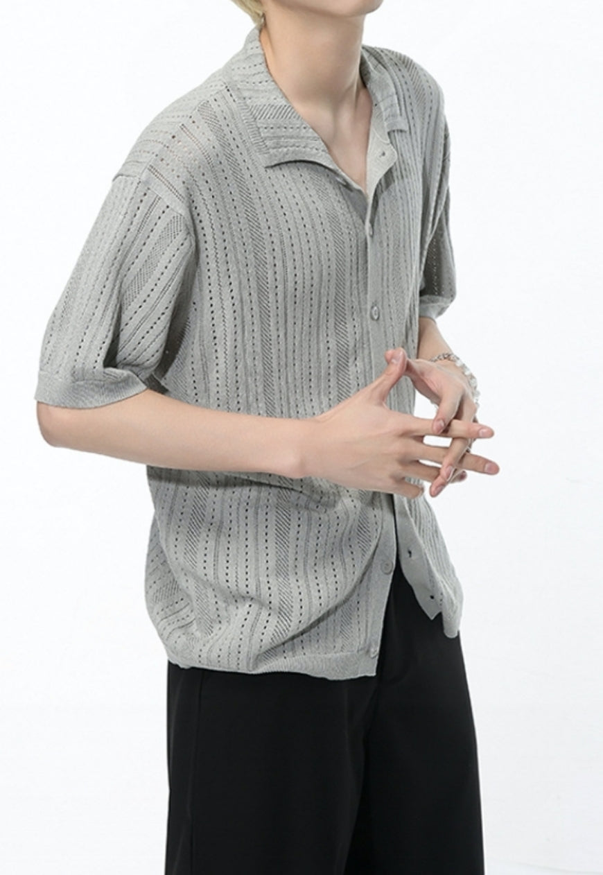 Men's Vintage hollow knitted shirt