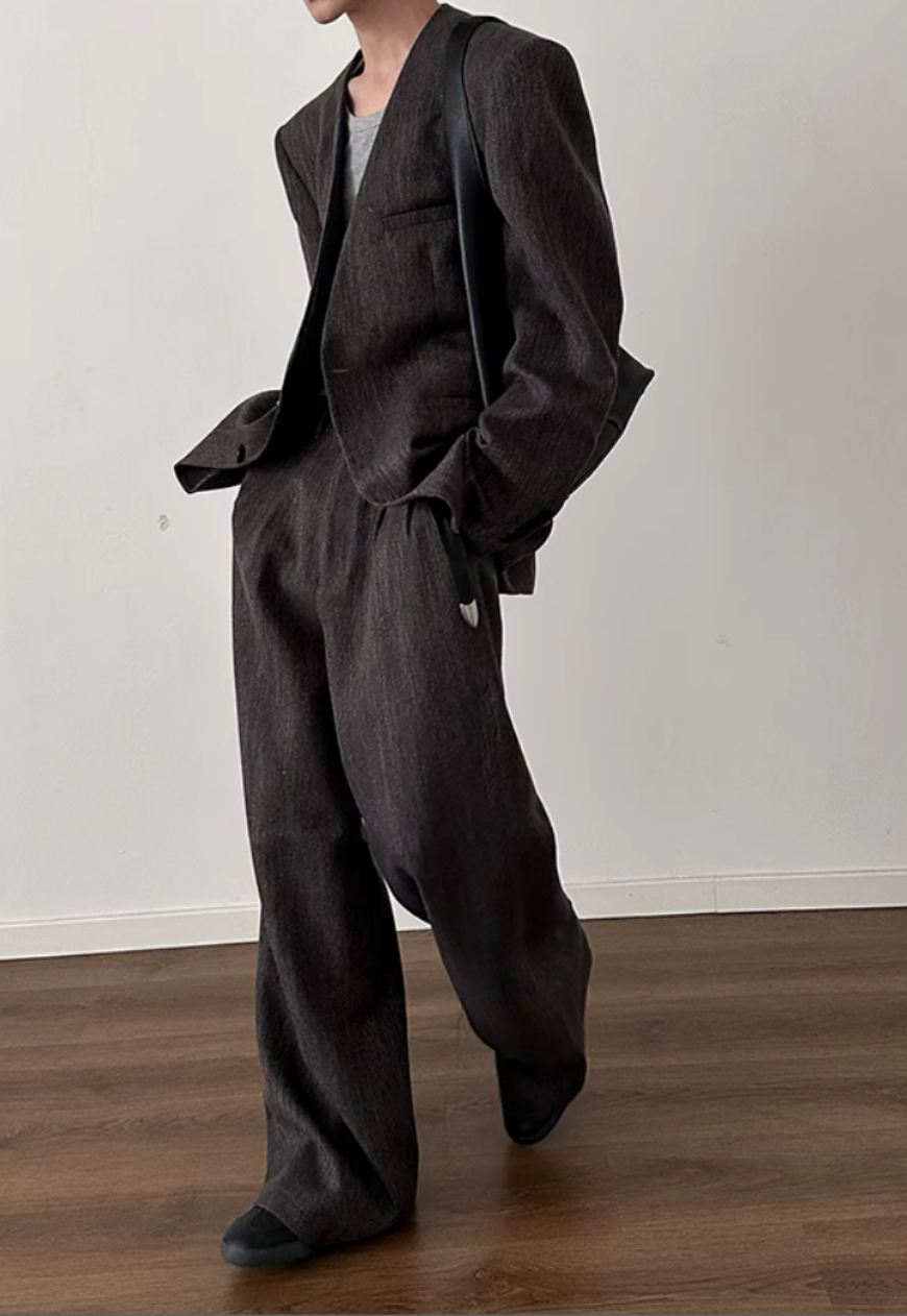Men's Retro silhouette shoulder pad suit set