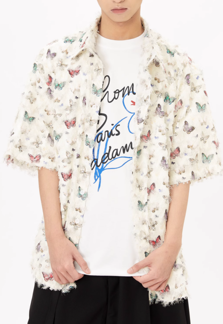 Men's Tassel butterfly short-sleeved shirts