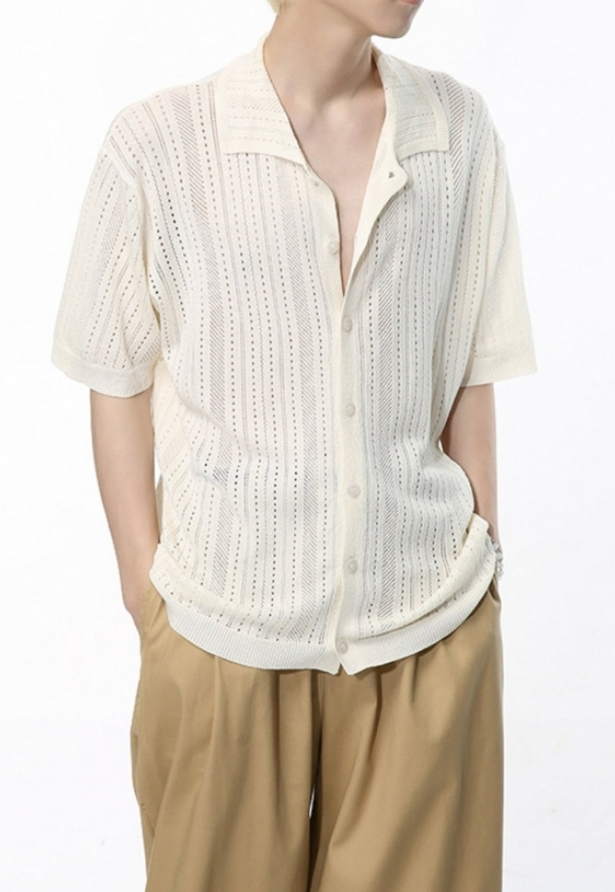Men's Vintage hollow knitted shirt