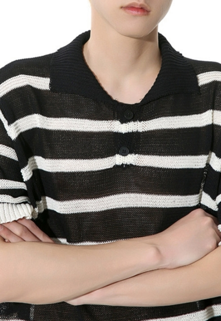 Men's Striped Contrast Color POLO Shirt