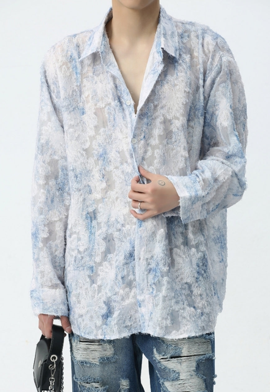 Men's see-through jacquard shirt