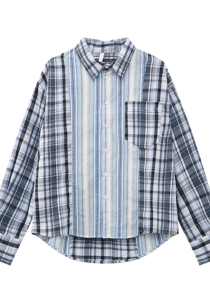 Men's striped plaid retro shirt