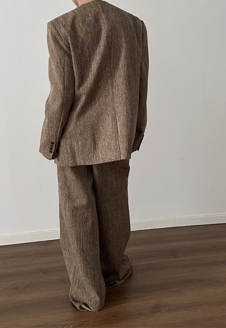 Men's Retro silhouette shoulder pad suit set
