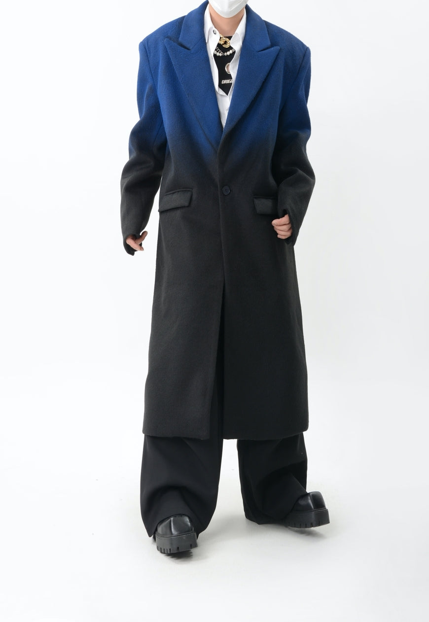 Men's Tie-dye gradient wool coat with silhouette design