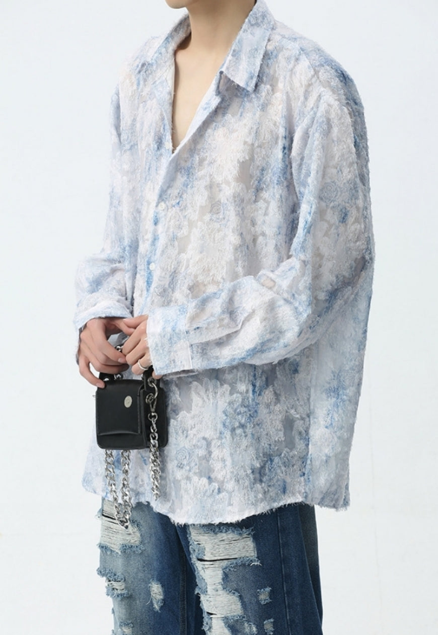 Men's see-through jacquard shirt