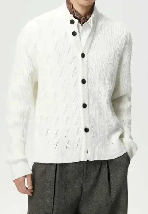 Men's cable knit solid color sweater