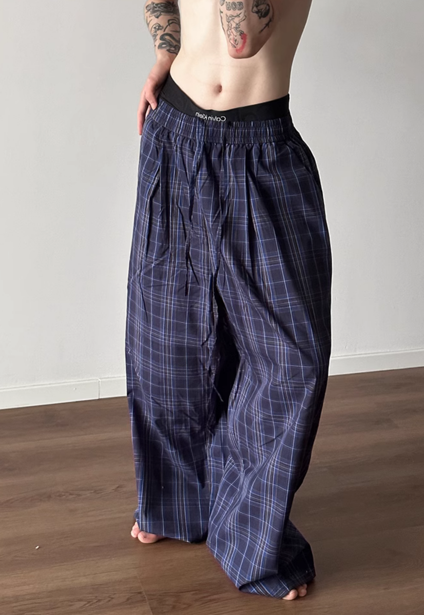Men's Contrast plaid casual pants