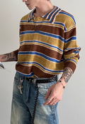 Men's rainbow striped polo sweater