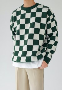 Men's checkerboard sweater