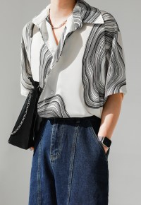 UZIP DESIGN Men's fashion abstract pattern shirt