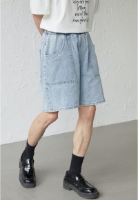 UZIP DESIGN Men's Elastic Waist Denim Shorts