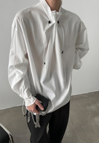 Men's drawstring neckline shirt