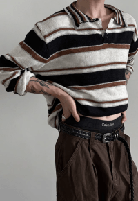 Men's rainbow striped polo sweater