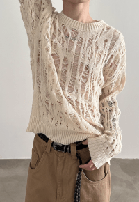 Men's hollow knitted sweater