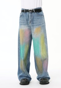 Unisex colorful graffiti jeans
