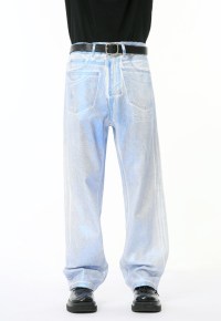 Unisex Design shiny silver jeans
