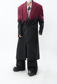 Men's Tie-dye gradient wool coat with silhouette design