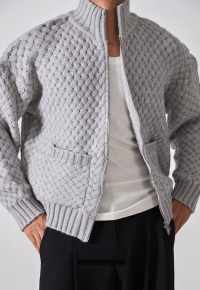 Men's Vintage woven knitted cardigan jacket