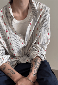 Men's Classic Striped Floral Shirt SS25 VOL.1