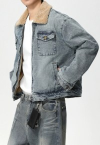 Men's Faux lambswool warm denim jacket