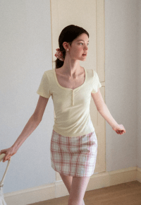 Women's Button-Front U-Neck Tee