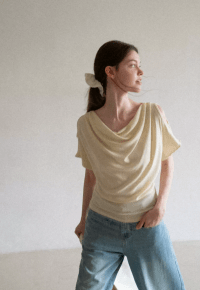 Women's French Cowl Neck Off-Shoulder Top